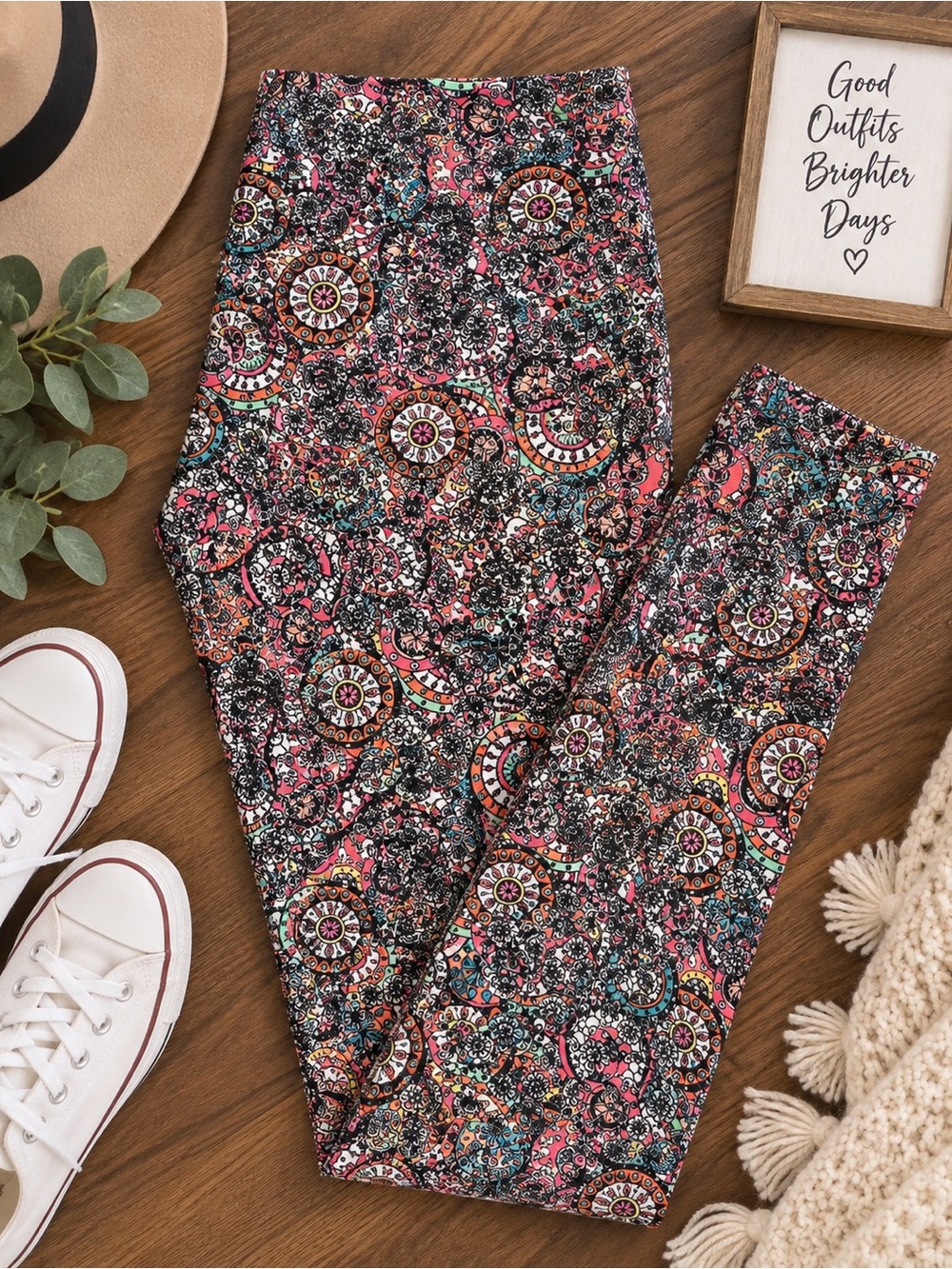 LuLaRoe Tall & Curvy Leggings Multicolor Paisley Floral Print